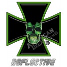 Green Skull Iron Cross Reflective Decal