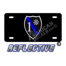 Thin Blue Line 1* Ass to Risk Badge Reflective Metal License Plate No Line