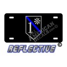 Thin Blue Line 1* Ass to Risk Shield Reflective Metal License Plate No Line