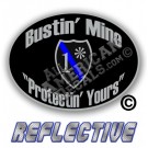 Thin Blue Line One Ass To Risk Badge Bustin' Mine Protecting Yours No Line Reflective Decal