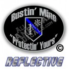 Thin Blue Line One Ass To Risk Shield Bustin' Mine Protecting Yours No Line Reflective Decal