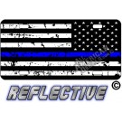 Thin Blue Line Distressed Tactical Flag Reverse Facing Metal License Plate