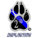 Thin Blue Line 2* Ass to Risk K-9 Paw Tilted Line Reflective Decal