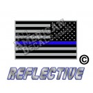 Thin Blue Line Subdued Tactical American Flag Reverse Facing Reflective Decal Black and Grey