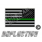 Thin Green Line Subdued Tactical American Flag Reverse Facing Reflective Decal