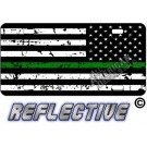 Thin Green Line Distressed Tactical Flag Reverse Facing Reflective Metal License Plate