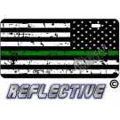 Thin Green Line Distressed Tactical Flag Reverse Facing Reflective Metal License Plate