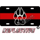Thin Red Line 2* Ass To Risk Paw Reflective Metal License Plate