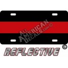 Thin Red Line Reflective Metal License Plate