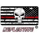 Punisher Thin Red Line Distressed Tactical Flag Reverse Facing License Plate