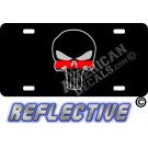 Thin Red Line Punisher Reflective Metal License Plate