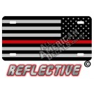 Thin Red Line Tactical Flag Reverse Facing Reflective Metal License Plate