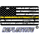 Thin Yellow Line Distressed Tactical Flag Forward Facing License Plate