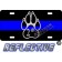 Thin Blue Line 2* Paw Straight Line Reflective Metal License Plate